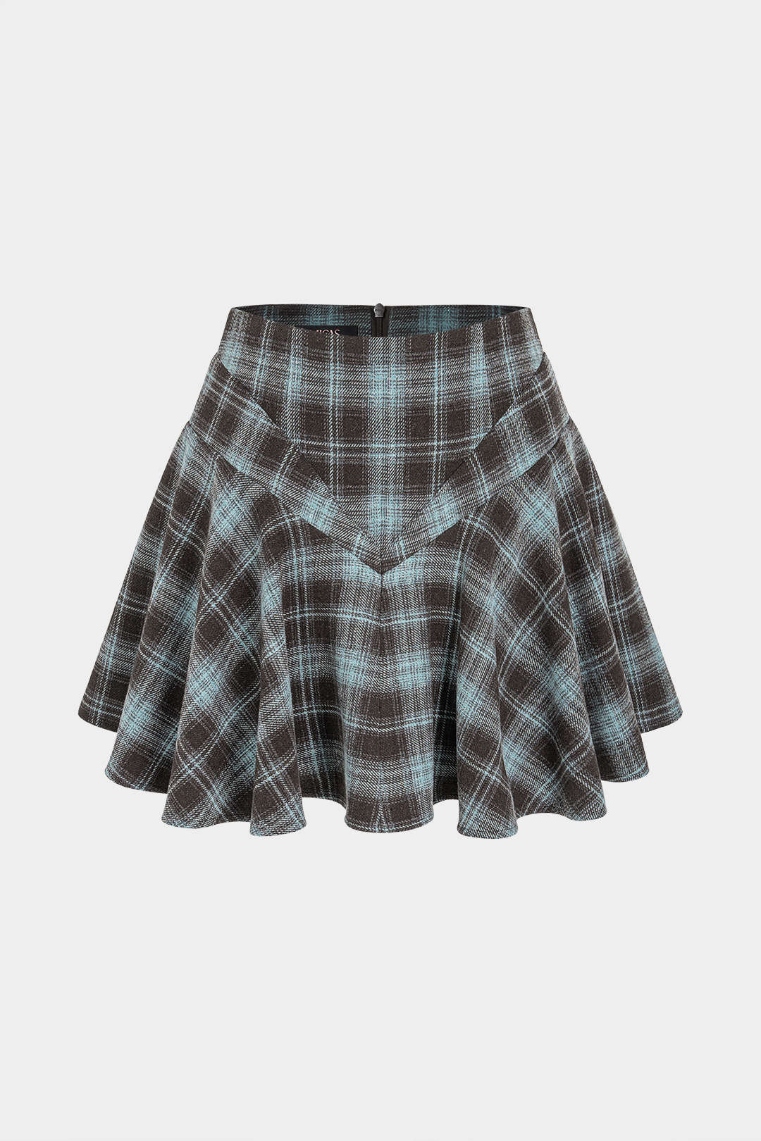 Geruite minirok met hoge taille en ruches