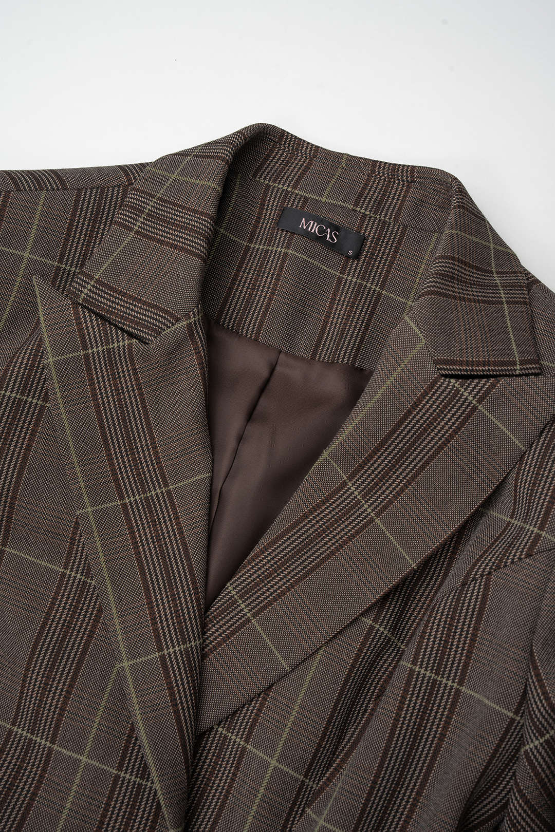 Geruite patchwork blazer met riem