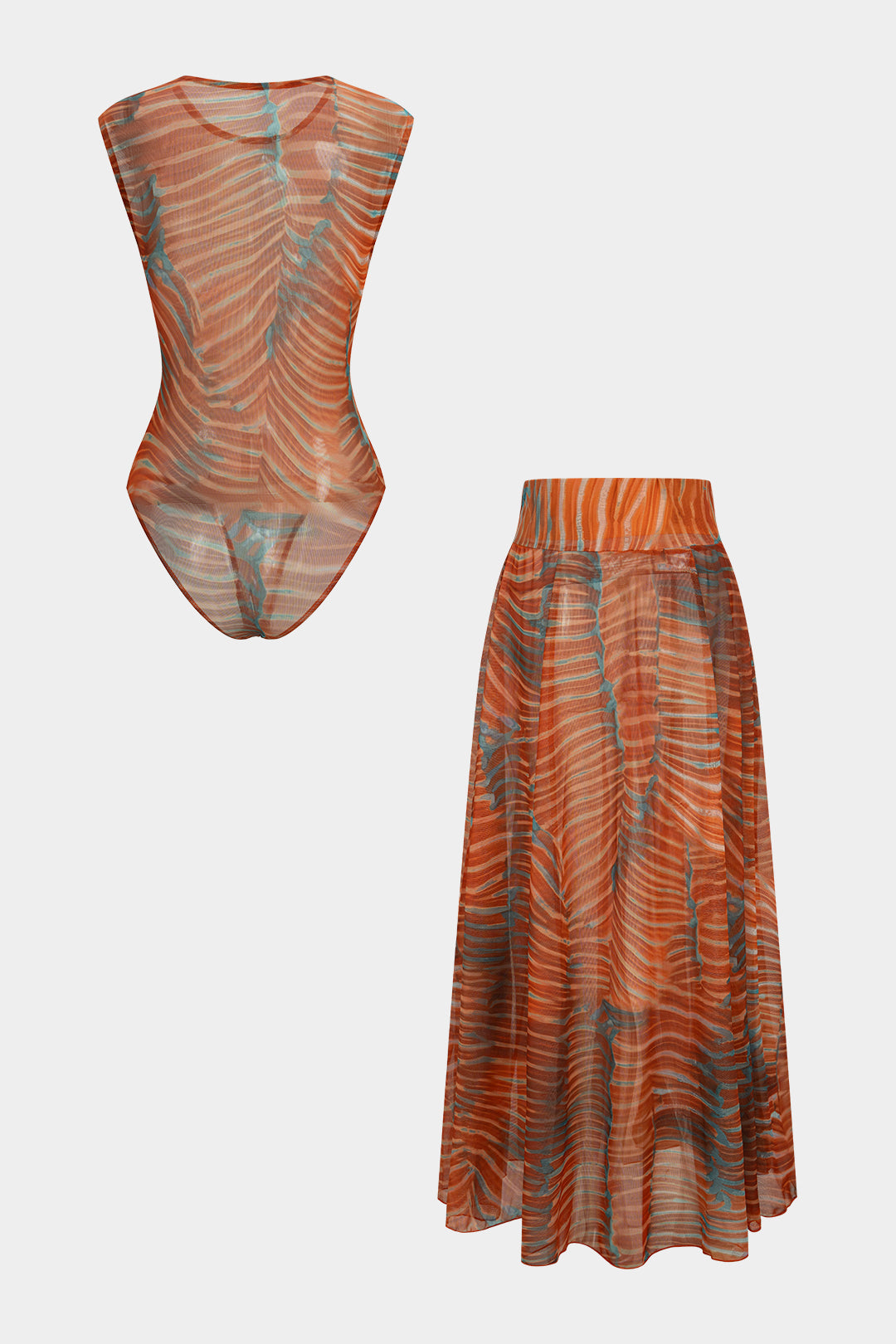 Transparante set met body en rok