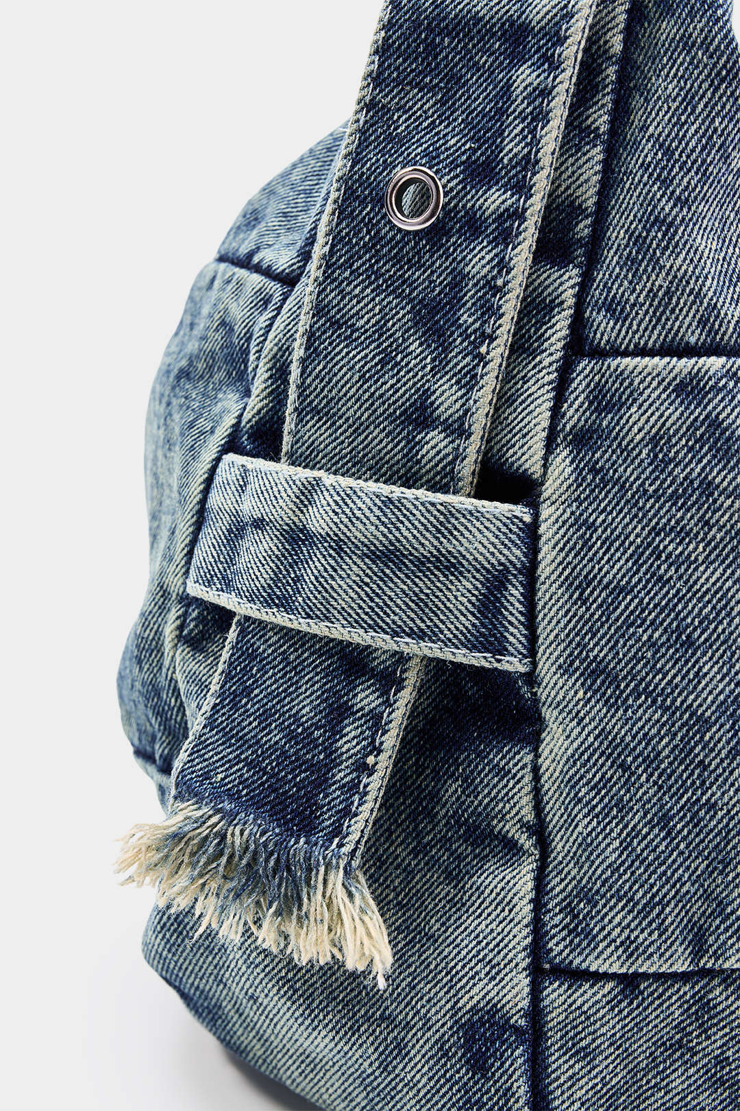 Denim tas met rafelrand