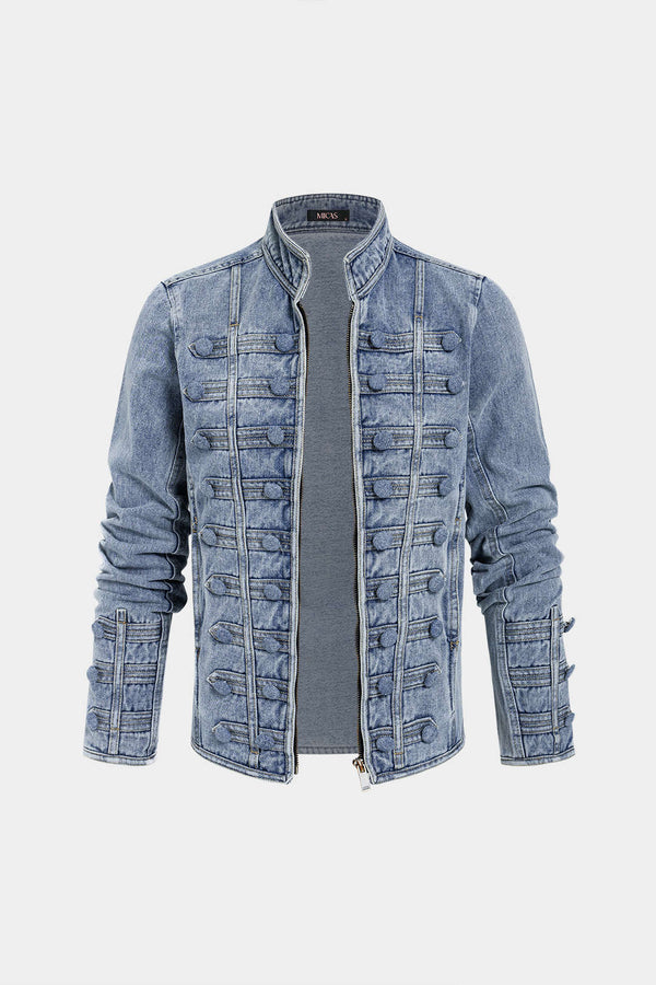 Denim jasje met knoopjes en rits
