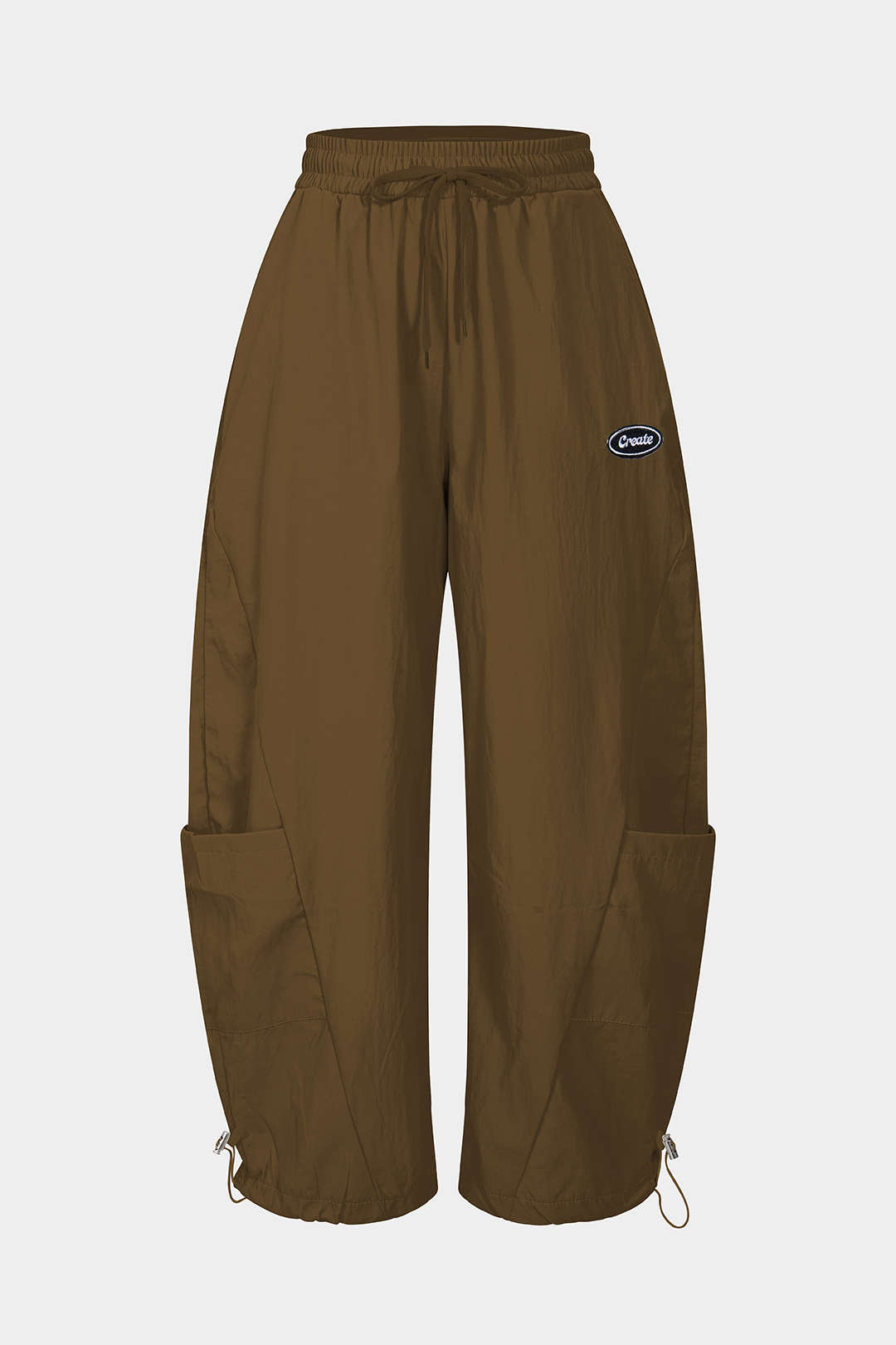 Pantalon met trekkoord, wijde pijpen en zakken