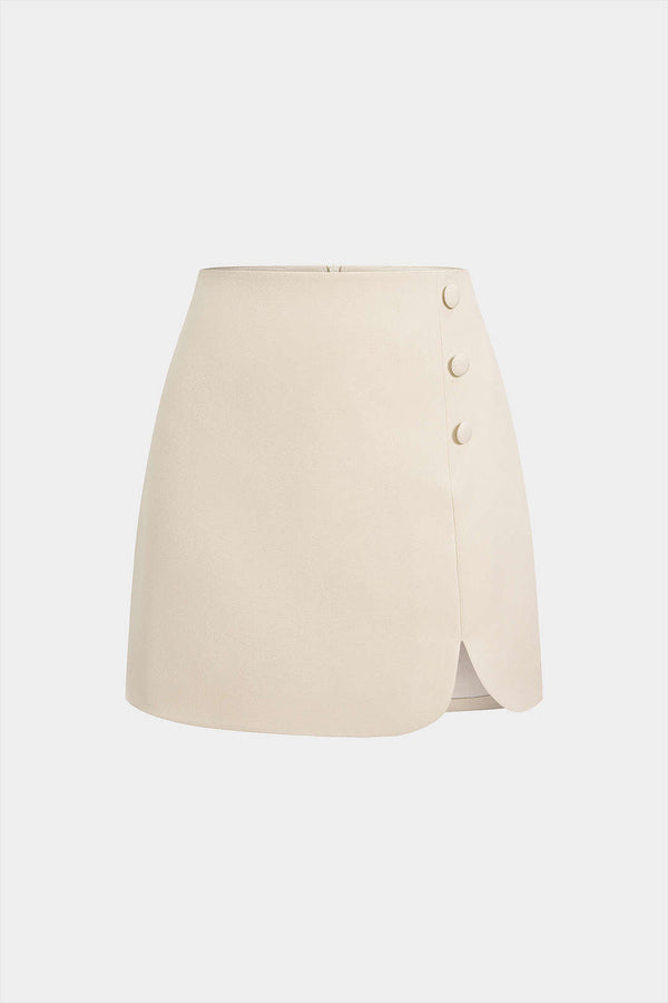 Rok met hoge taille en knoopjes