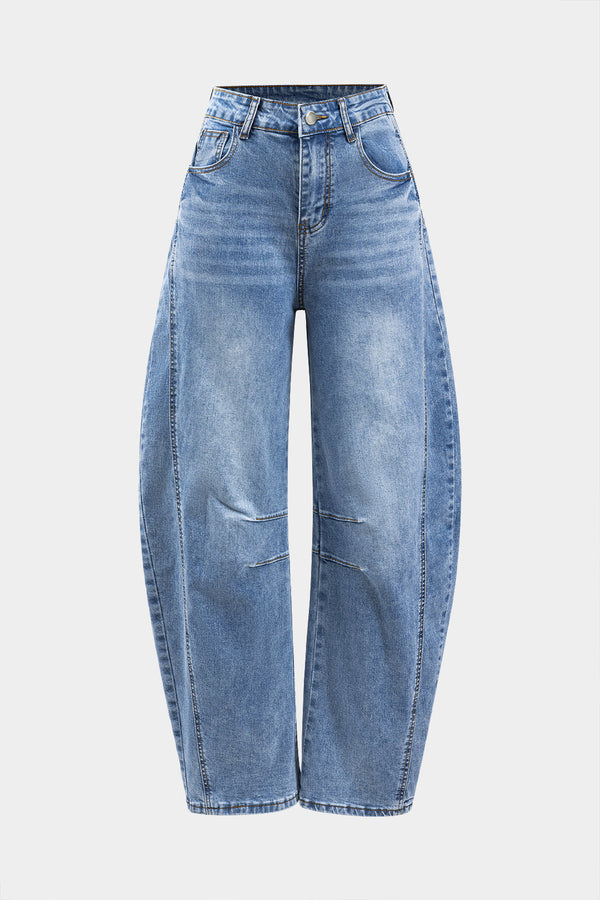 Jeans met zakken, wijde pijpen en ballonmodel