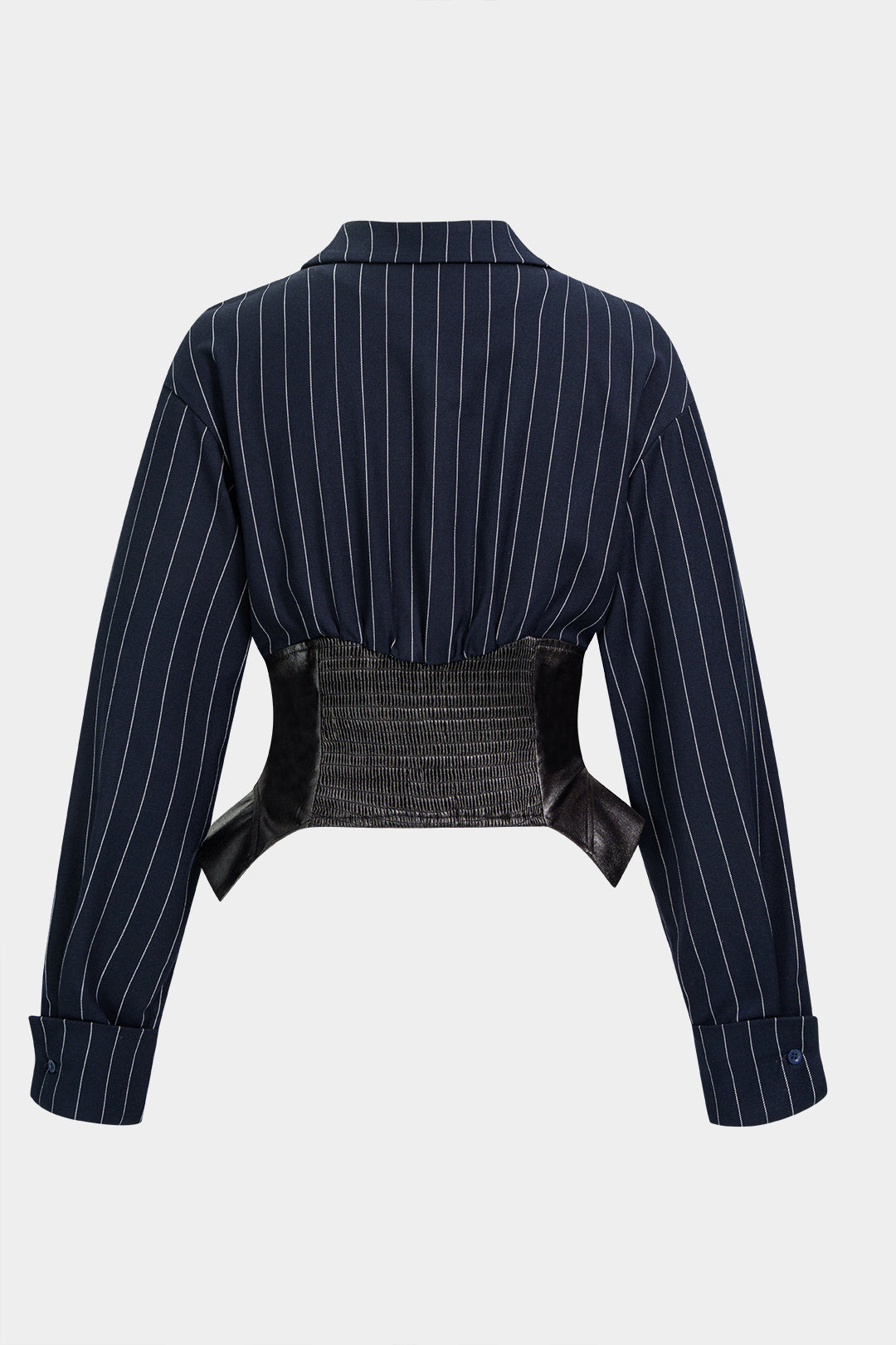 Gestreepte patchwork blouse met V-hals en lange mouwen