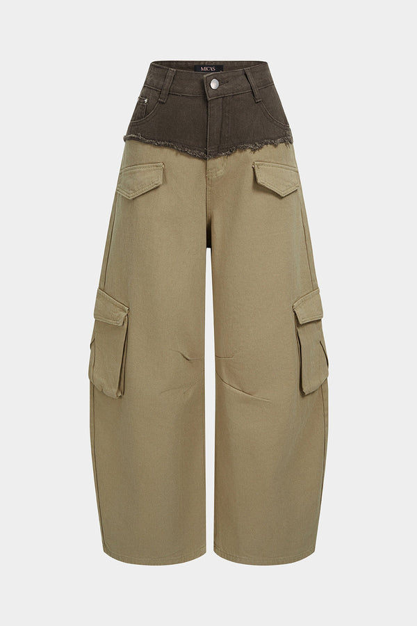 Jeans met rafelrand, wijde pijpen en zakken