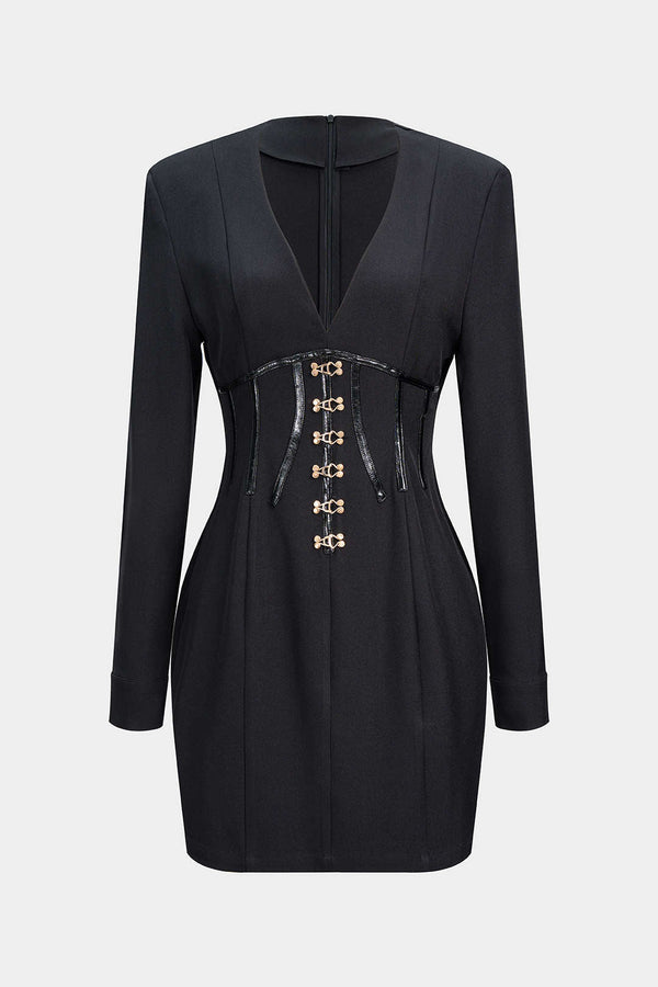 Metallic minijurk met gesp en getailleerde pasvorm