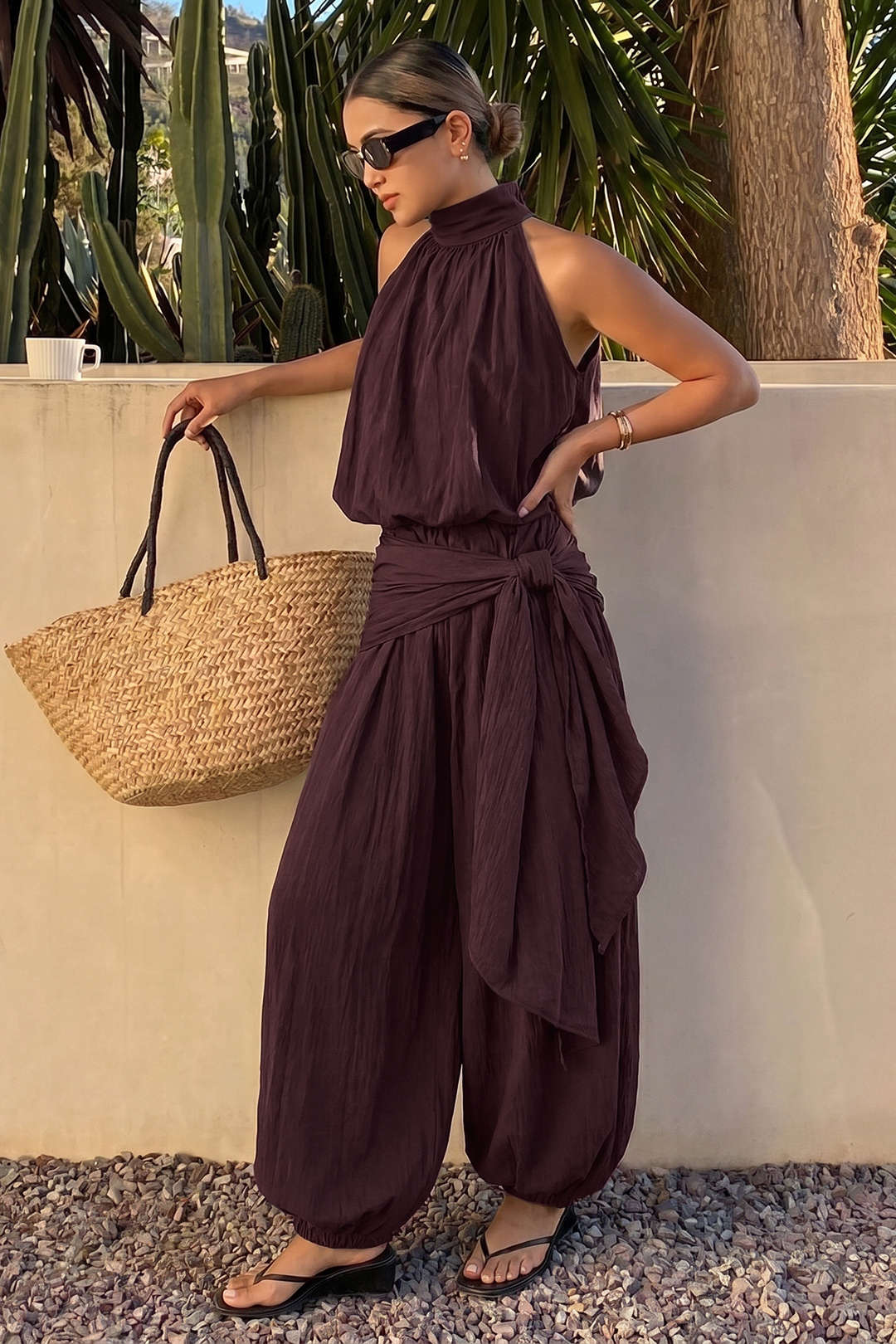 Tanktop met halternek en ruches
