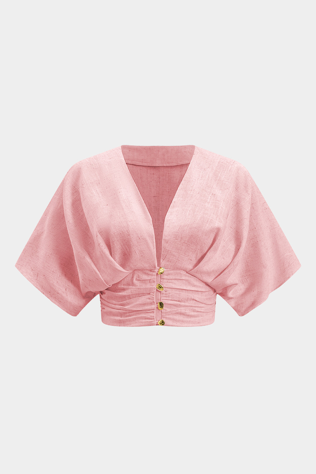 Linnen metallic blouse met korte mouwen