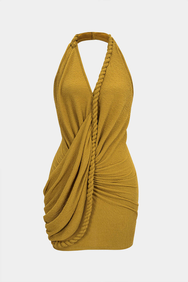 Asymmetrische mouwloze minijurk met V-hals