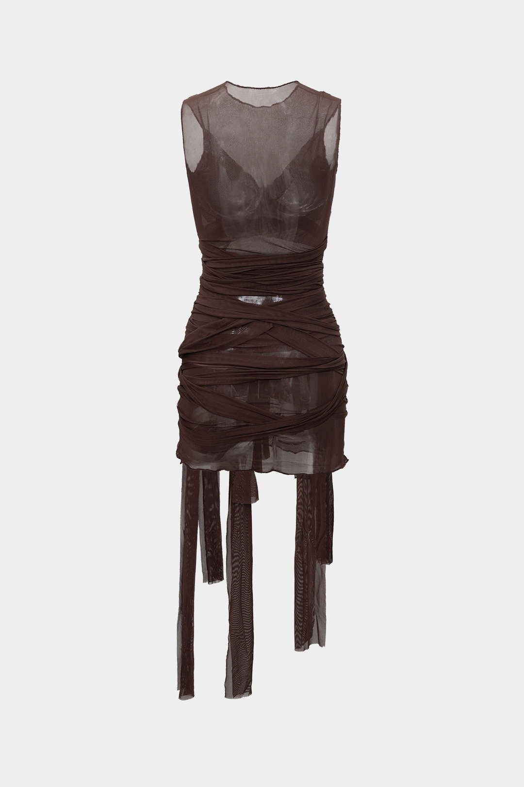 Transparante mesh midijurk met wikkelmodel