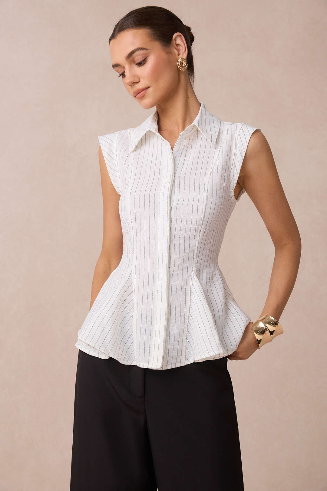 Gestreepte blouse met revers