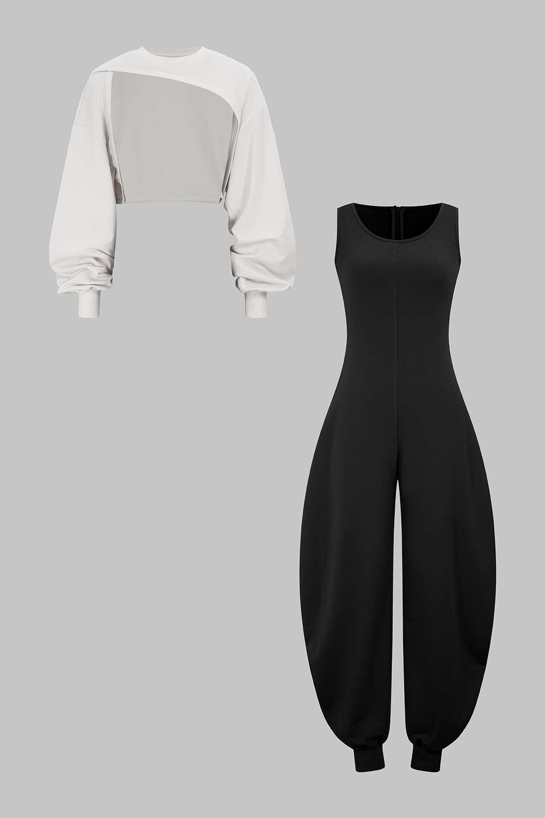 Effen set met top en jumpsuit