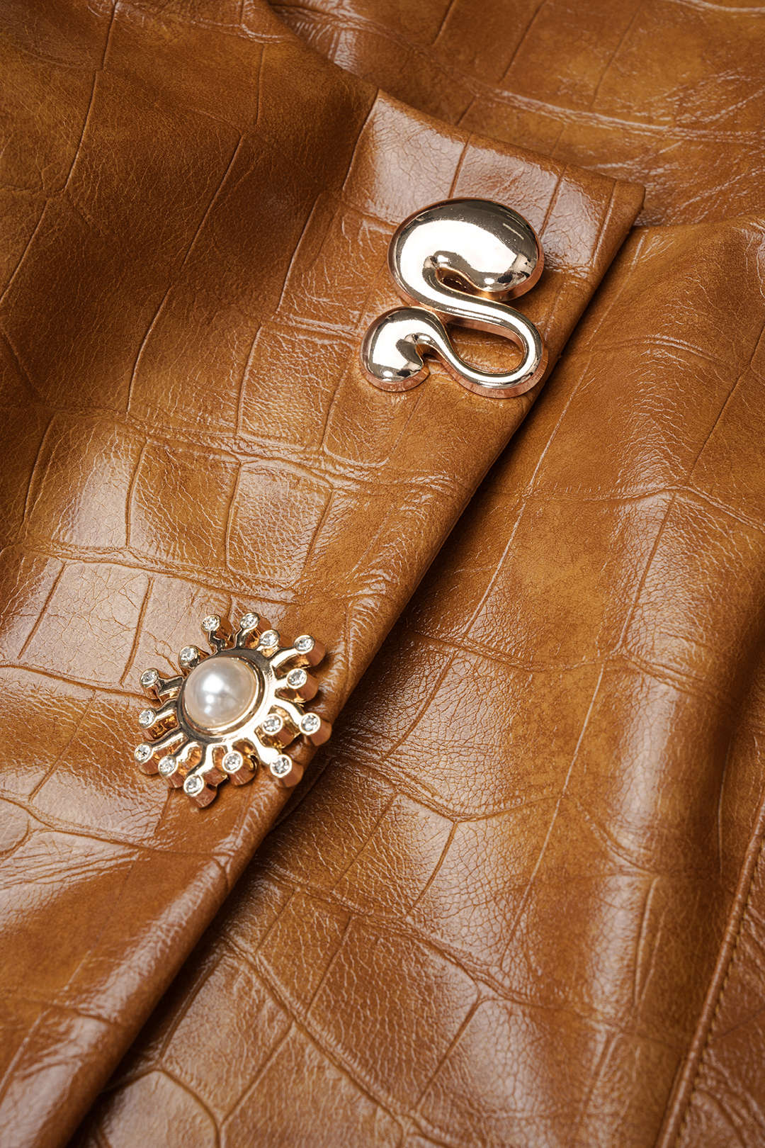 Metallic leren-look gilet met zakken