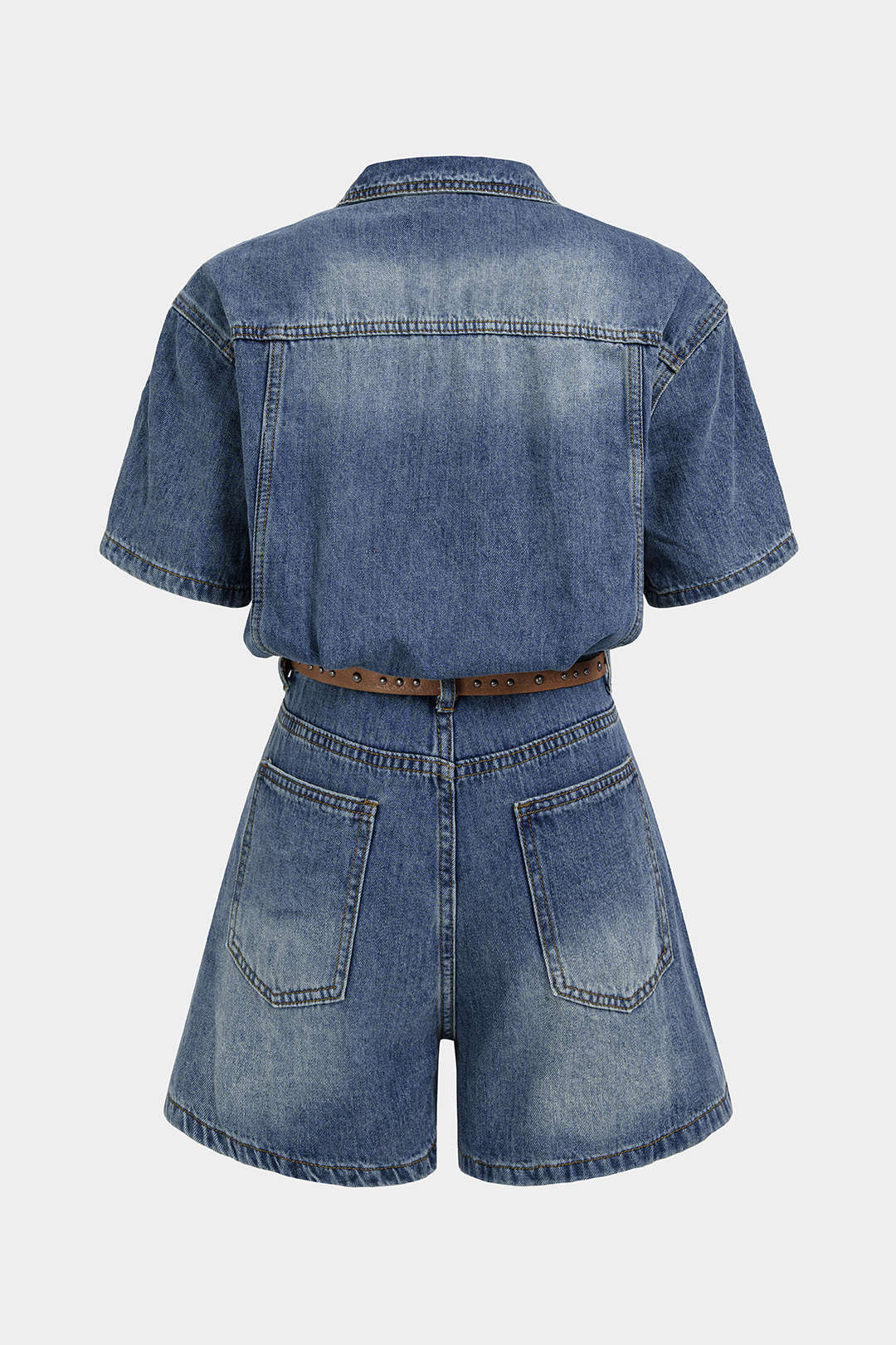 Denim playsuit met korte mouwen