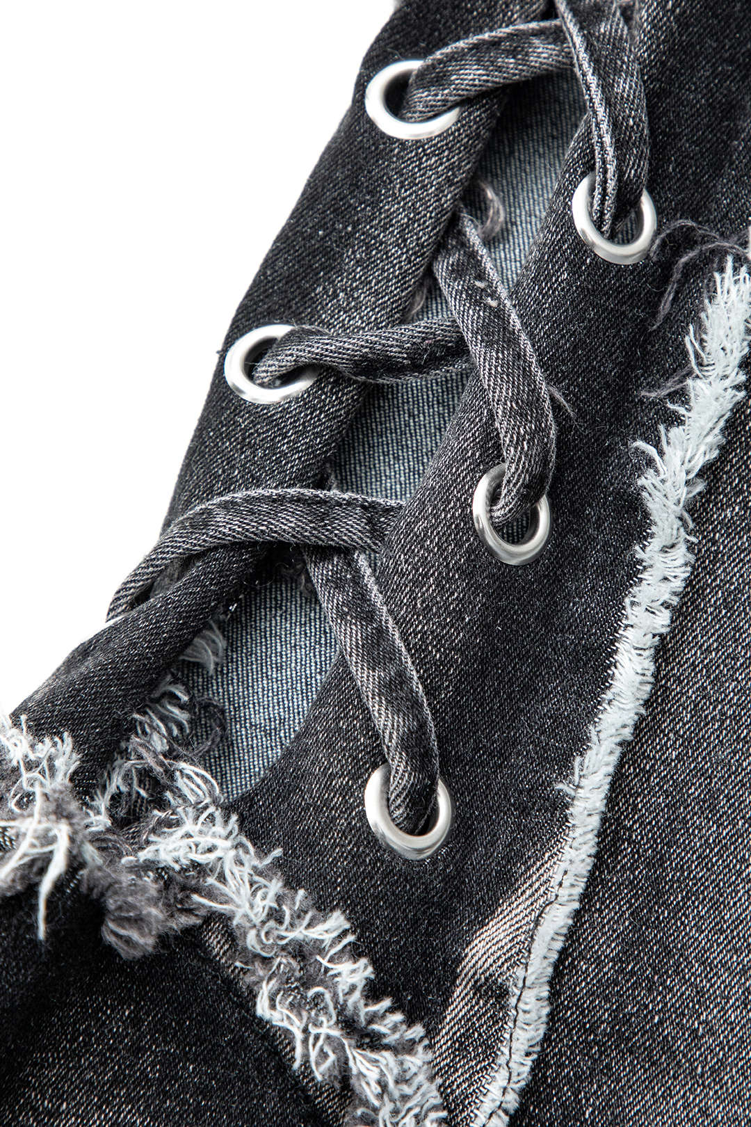 Asymmetrische denim minijurk met rafelrand
