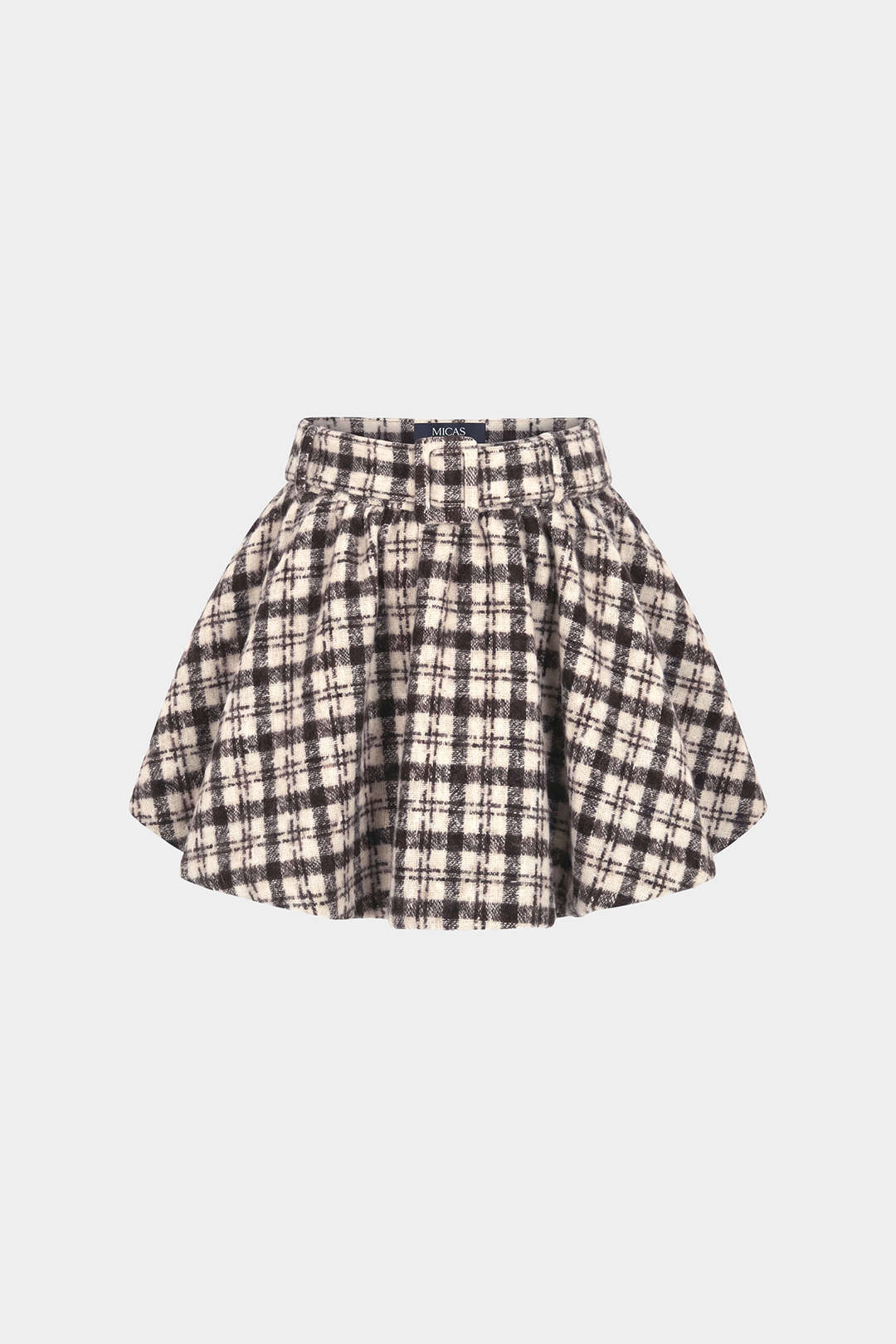 Geruite tweed rok met riem en ruches