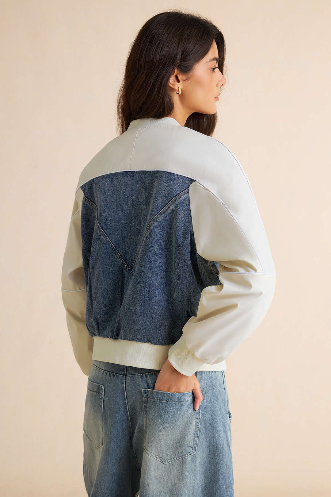 Juul - Denim patchwork jasje met rits