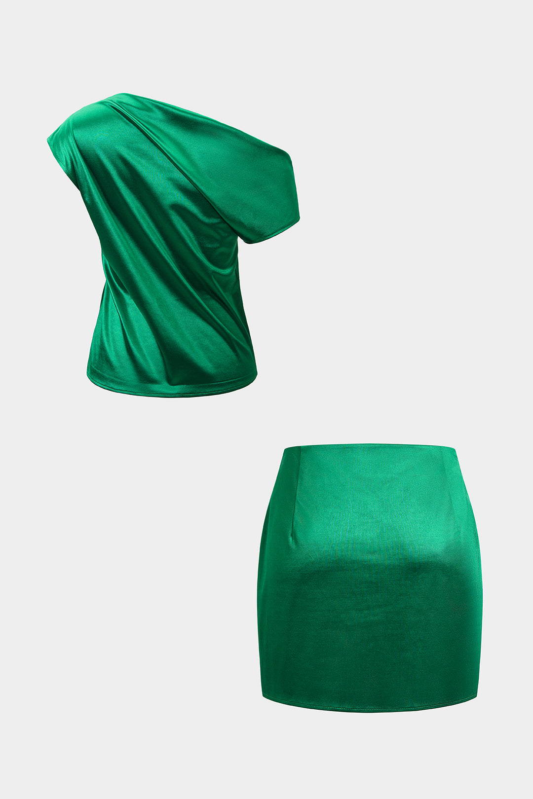 Yasmin - Satijnen set met top en rok