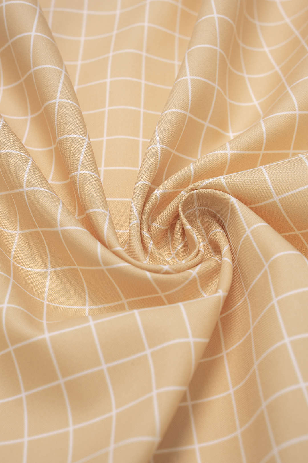 Geruite asymmetrische midijurk met ruches en lange mouwen