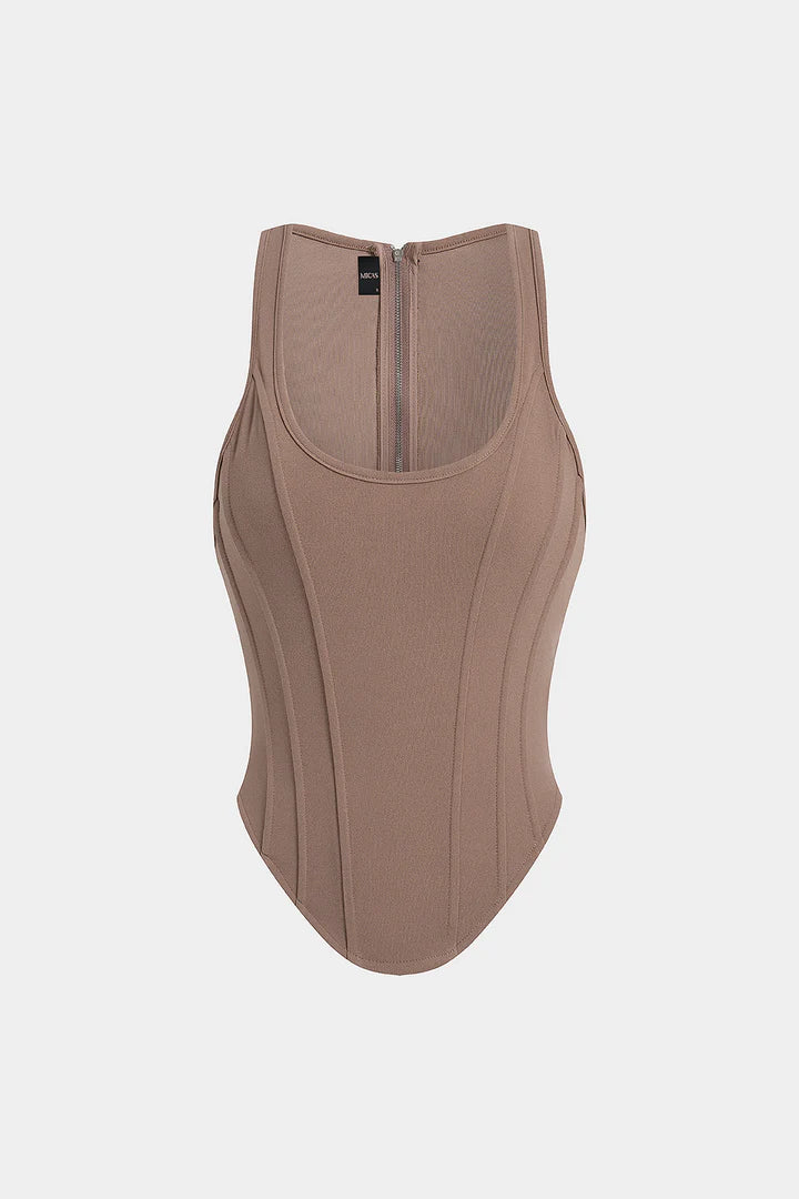 Tanktop met ritssluiting en korsettaille