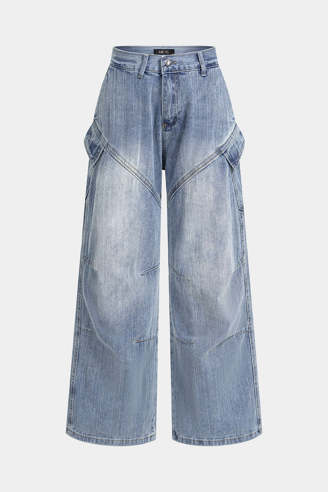 Isa - Jeans met hoge taille, zakken en wijde pijpen
