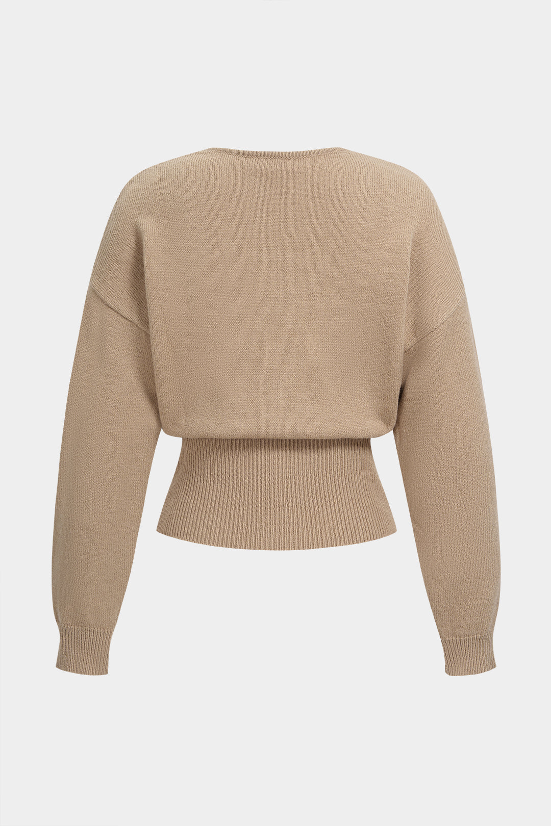 Uma - Gebreide top met V-hals, gedraaid detail en knoopdetail