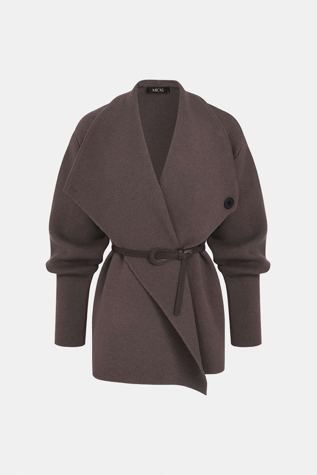 Asymmetrisch vest met revers, riem en knoopjes