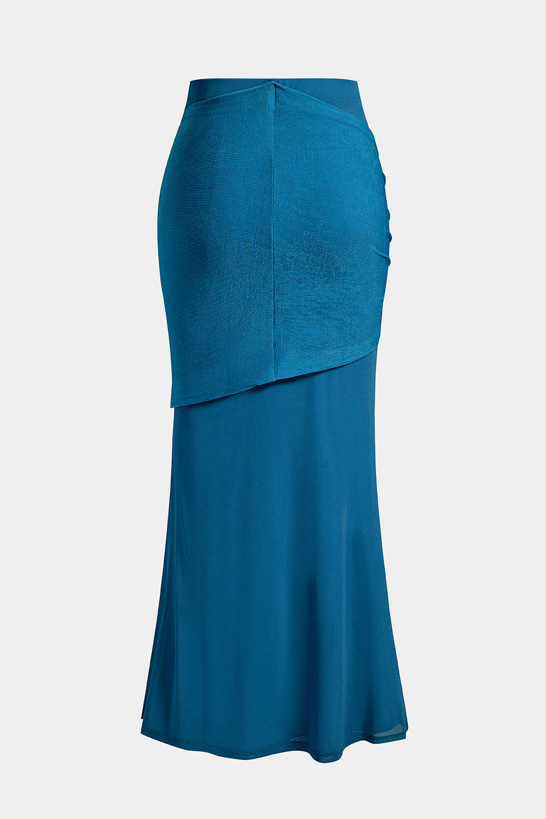 Patchwork asymmetrische rok met ruches en hoge taille