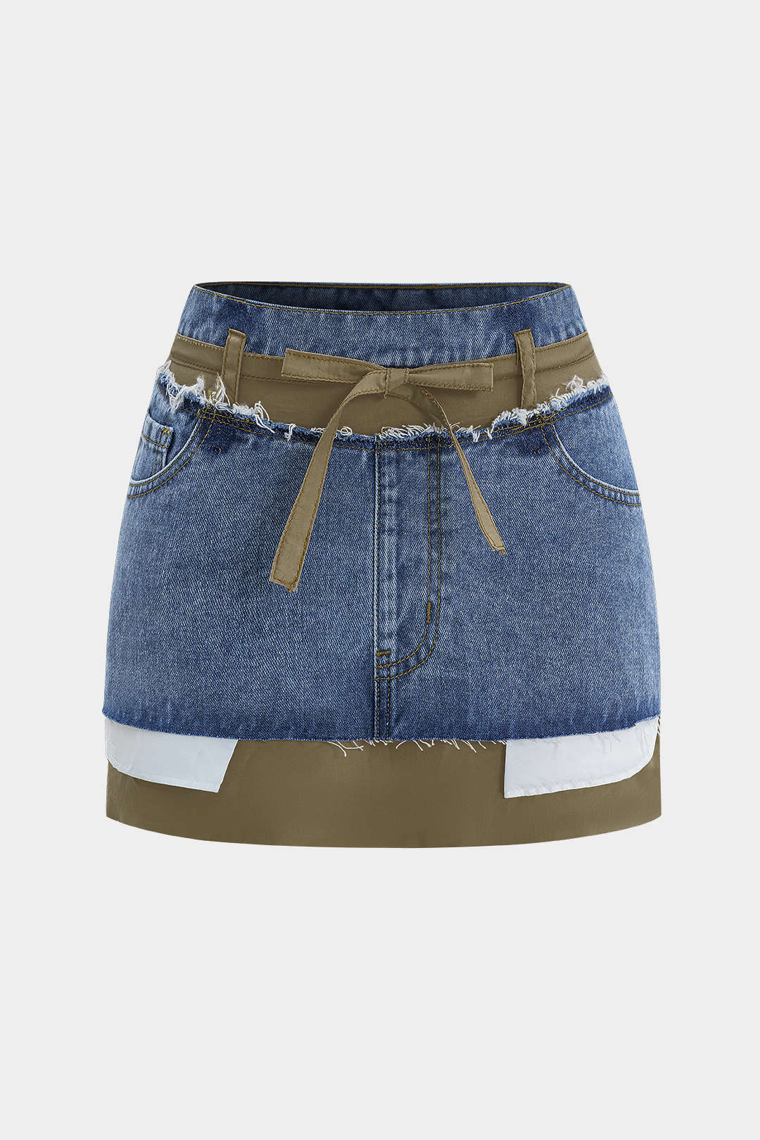 Denim patchwork minirok