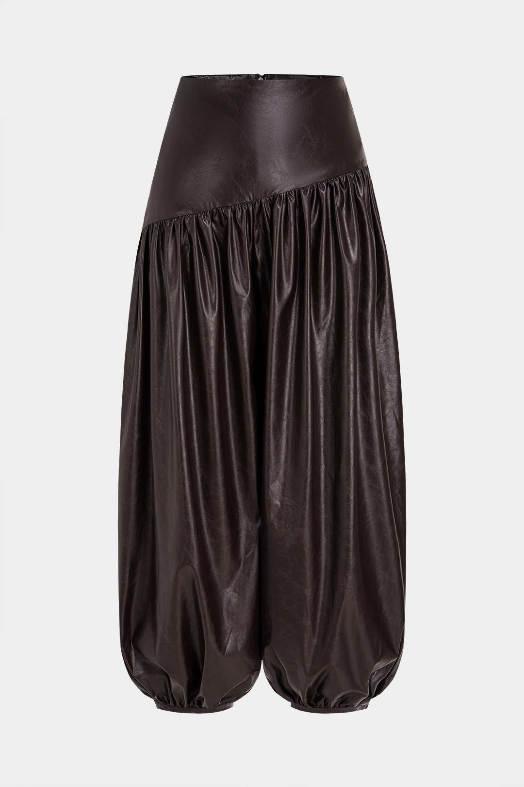 Leren-look asymmetrische broek met ballonmodel