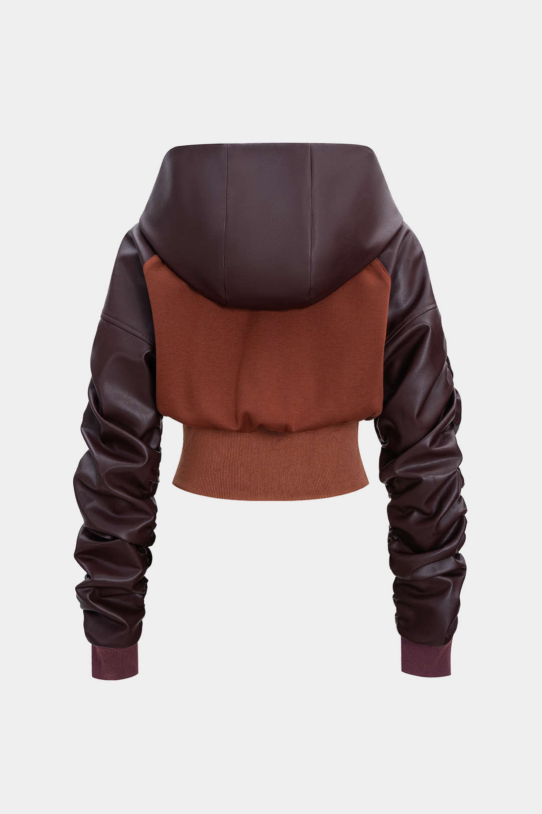Leren-look patchwork hoodie