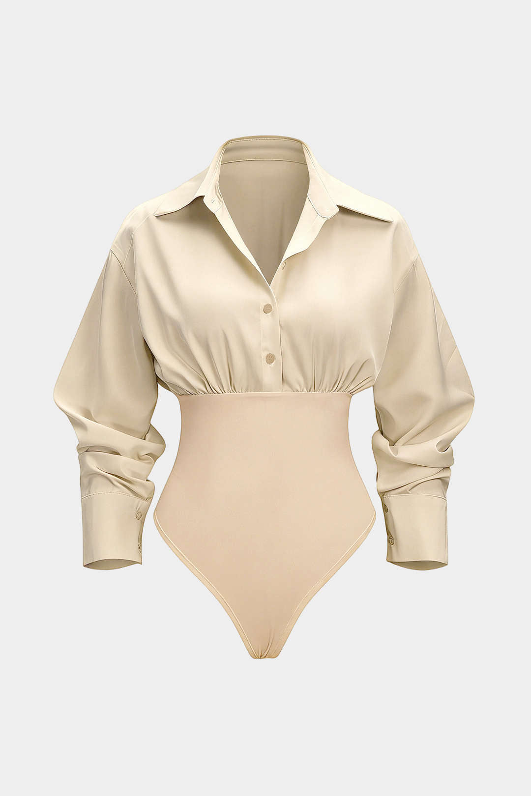 Effen patchwork body met lange mouwen