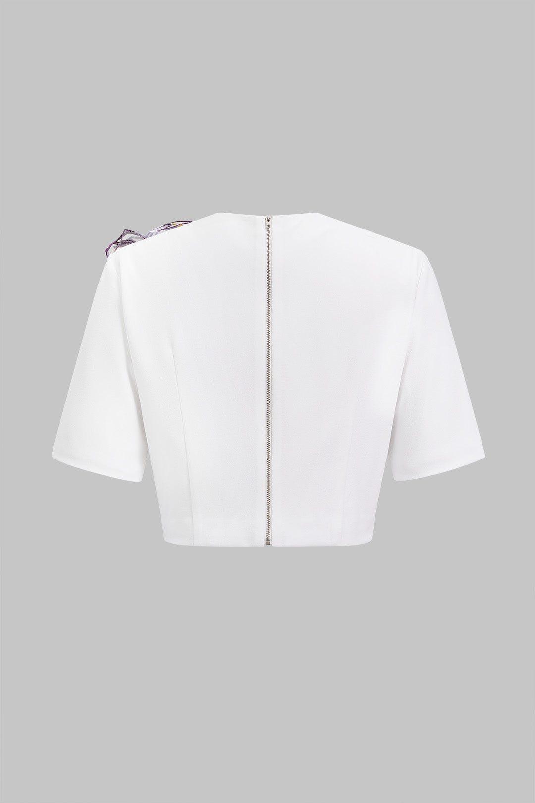 Bloemenprint blouse met strik, korte mouwen en rits