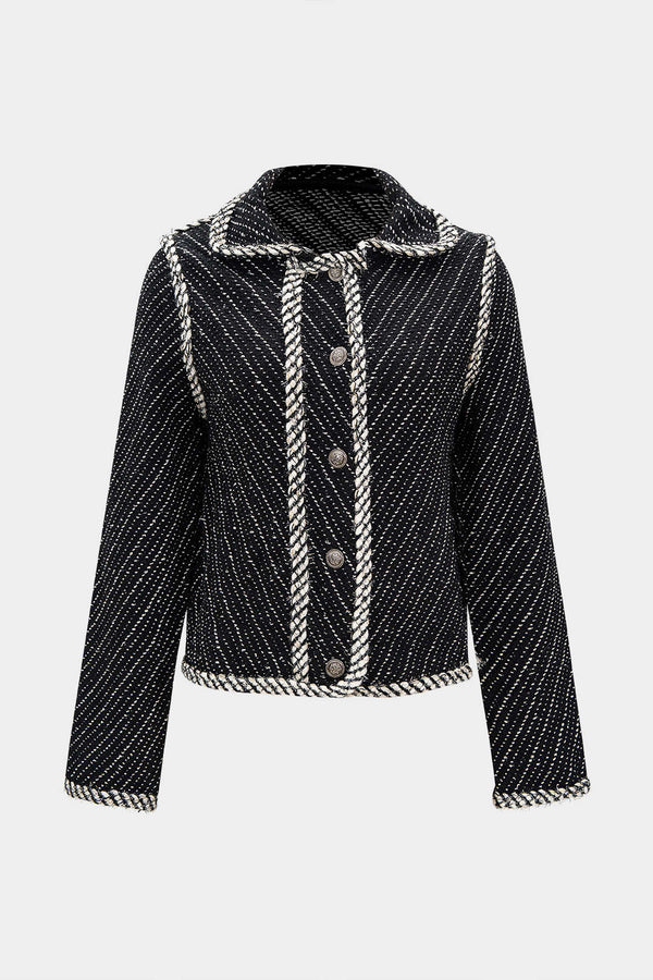 Gebreide metallic item met knoopjes en revers
