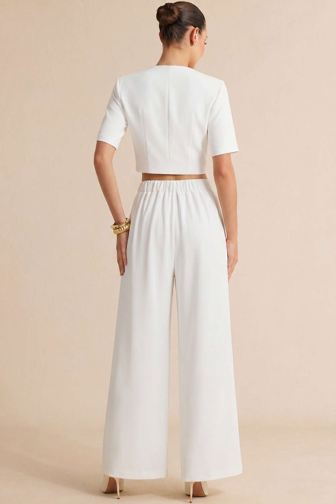 Metallic asymmetrische broek met rechte pijp