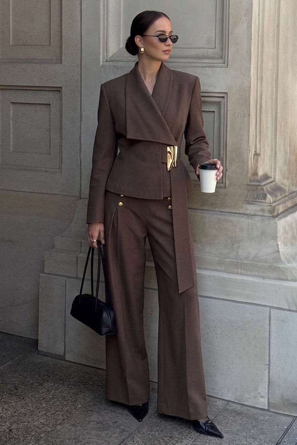 Metallic asymmetrische blazer met strik