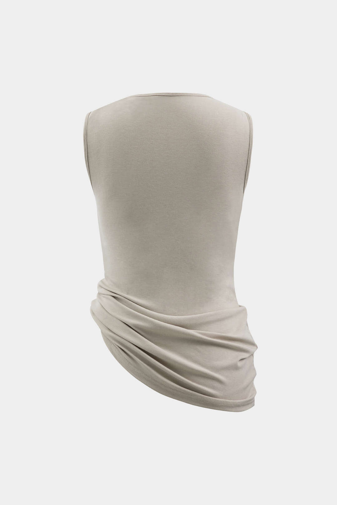 Asymmetrische tanktop met watervalhals en ruches