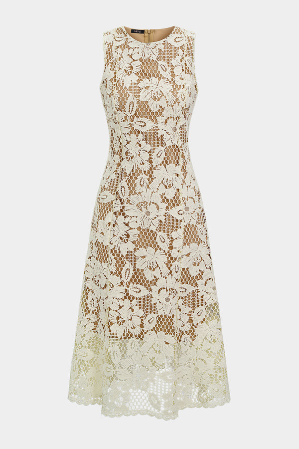 Bloemenprint mouwloze midijurk met ronde hals en uitsnijding