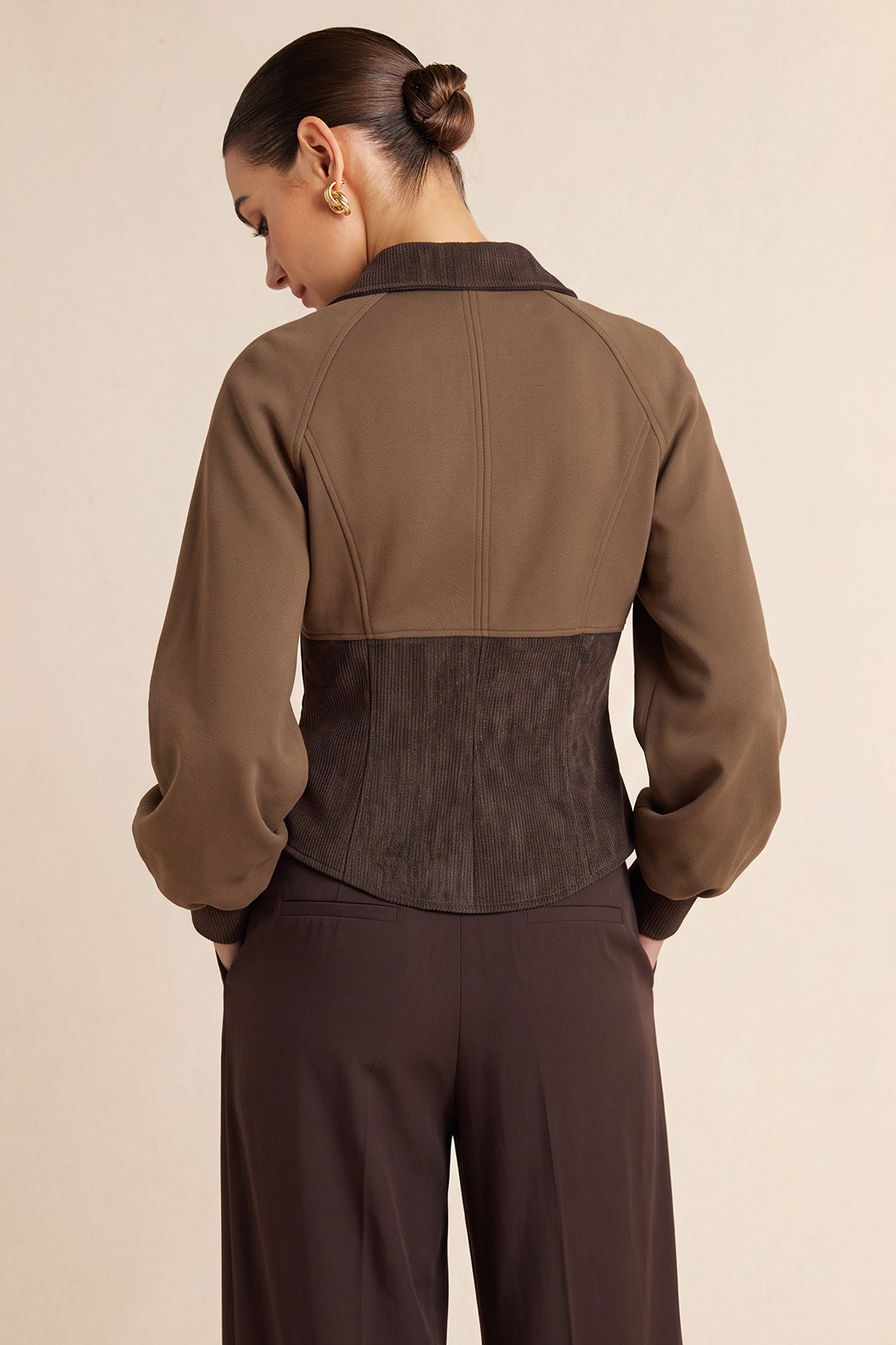 Aurora - Leren-look patchwork jasje met rits