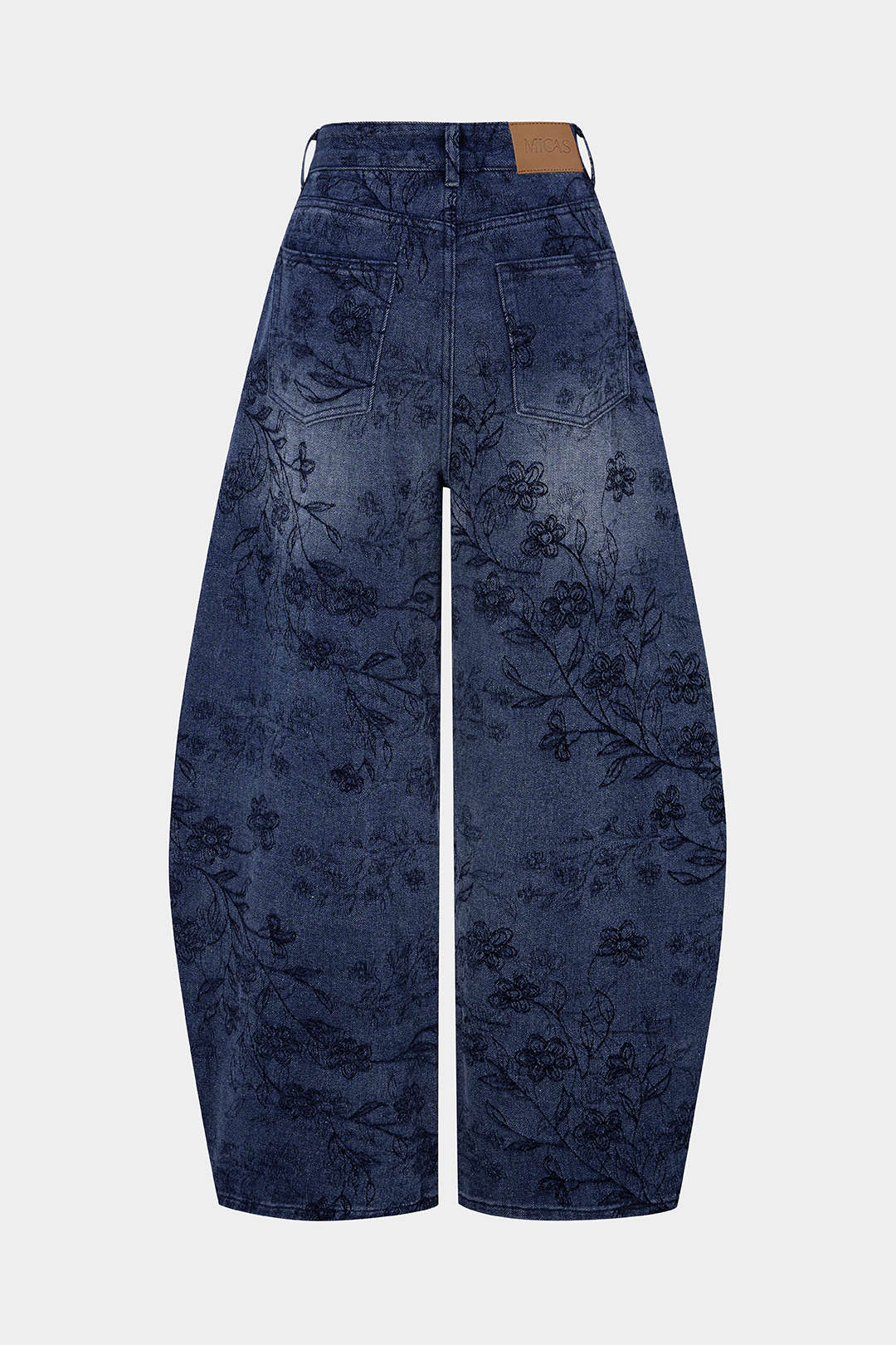 Bloemenprint jeans met rits en ballonmodel