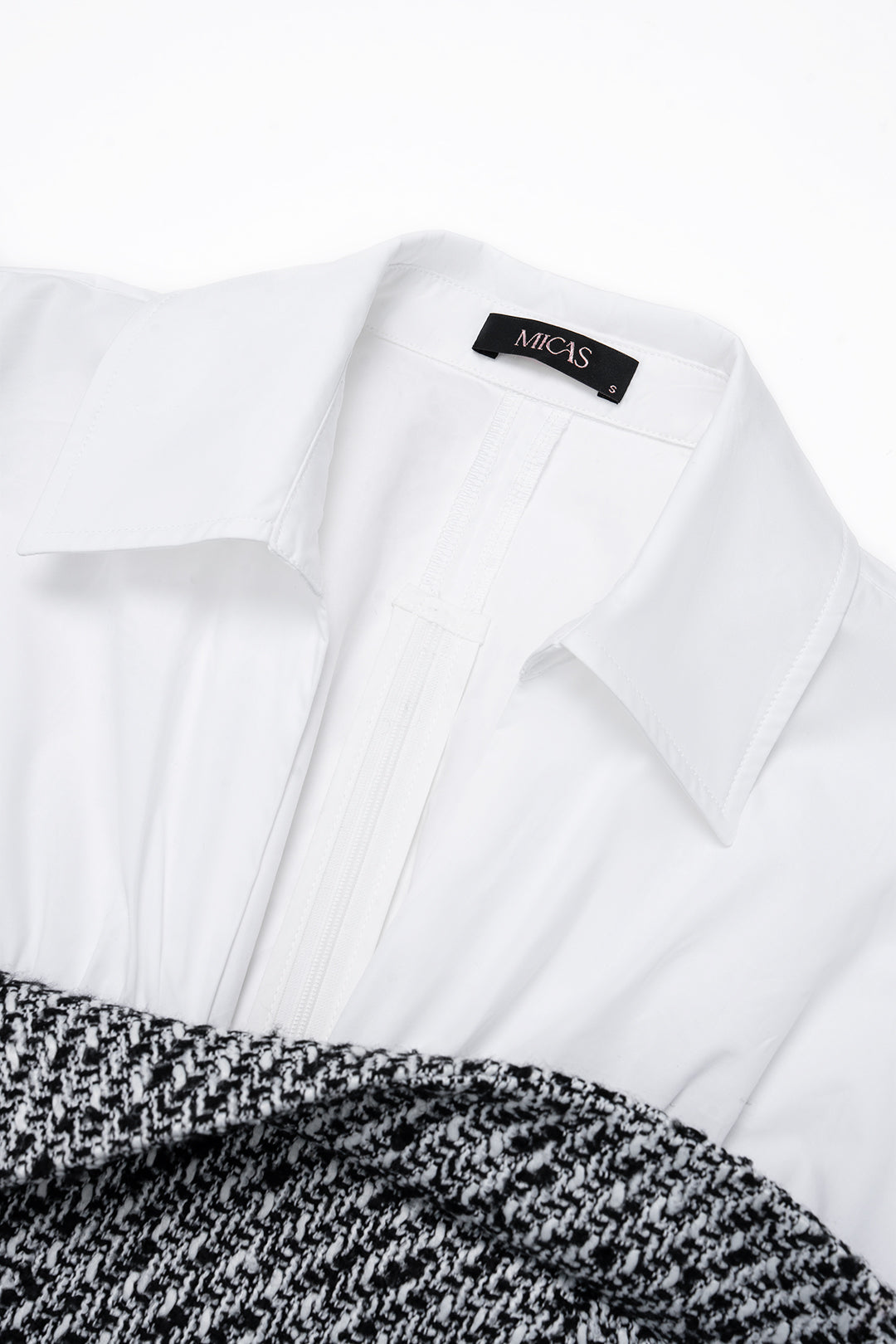 Tweed patchwork blouse met lange mouwen