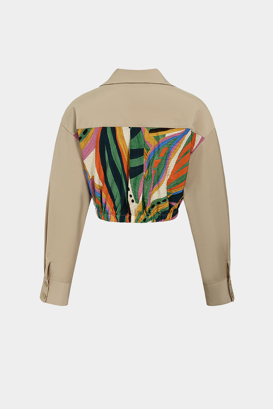 Patchwork blouse met strik en lange mouwen