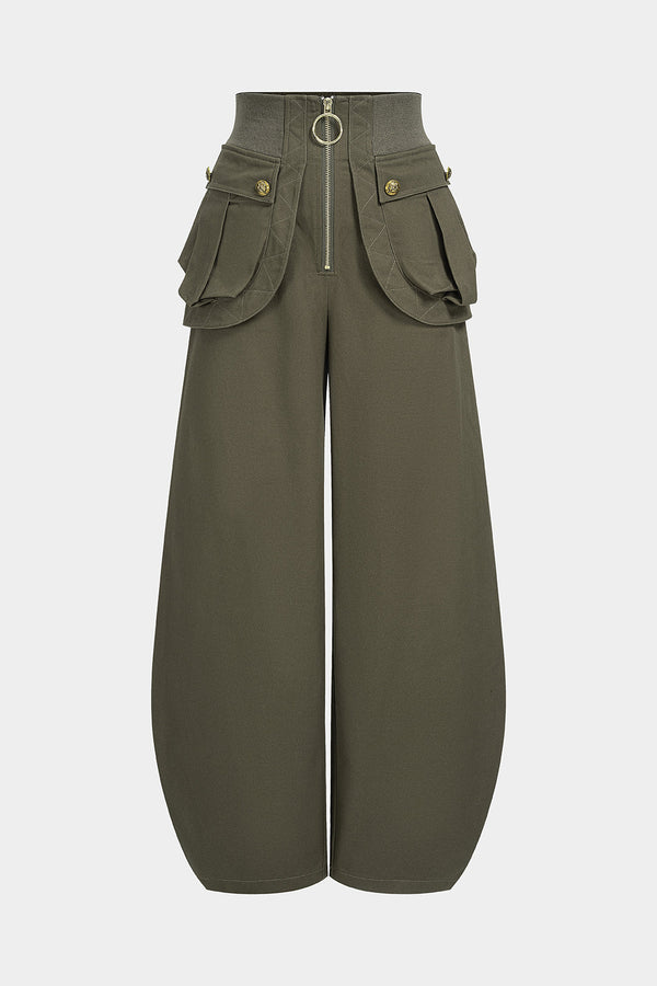 Metallic broek met rits en zakken