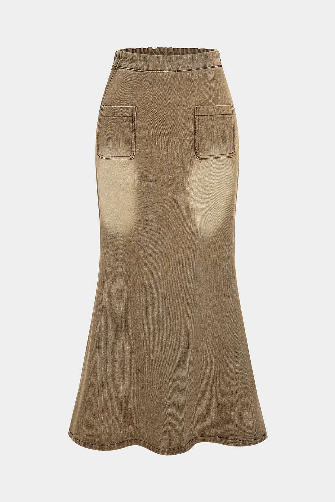Denim rok met zakken, rits en split