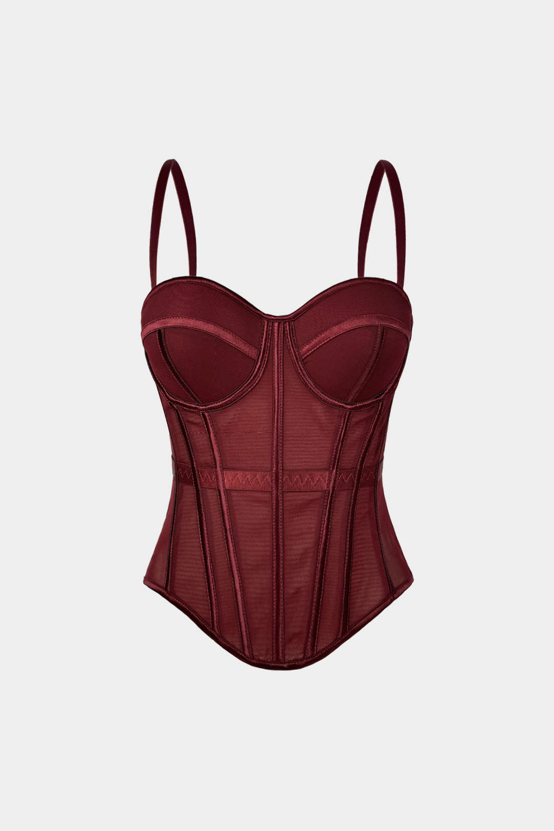 Mesh top met spaghettibandjes