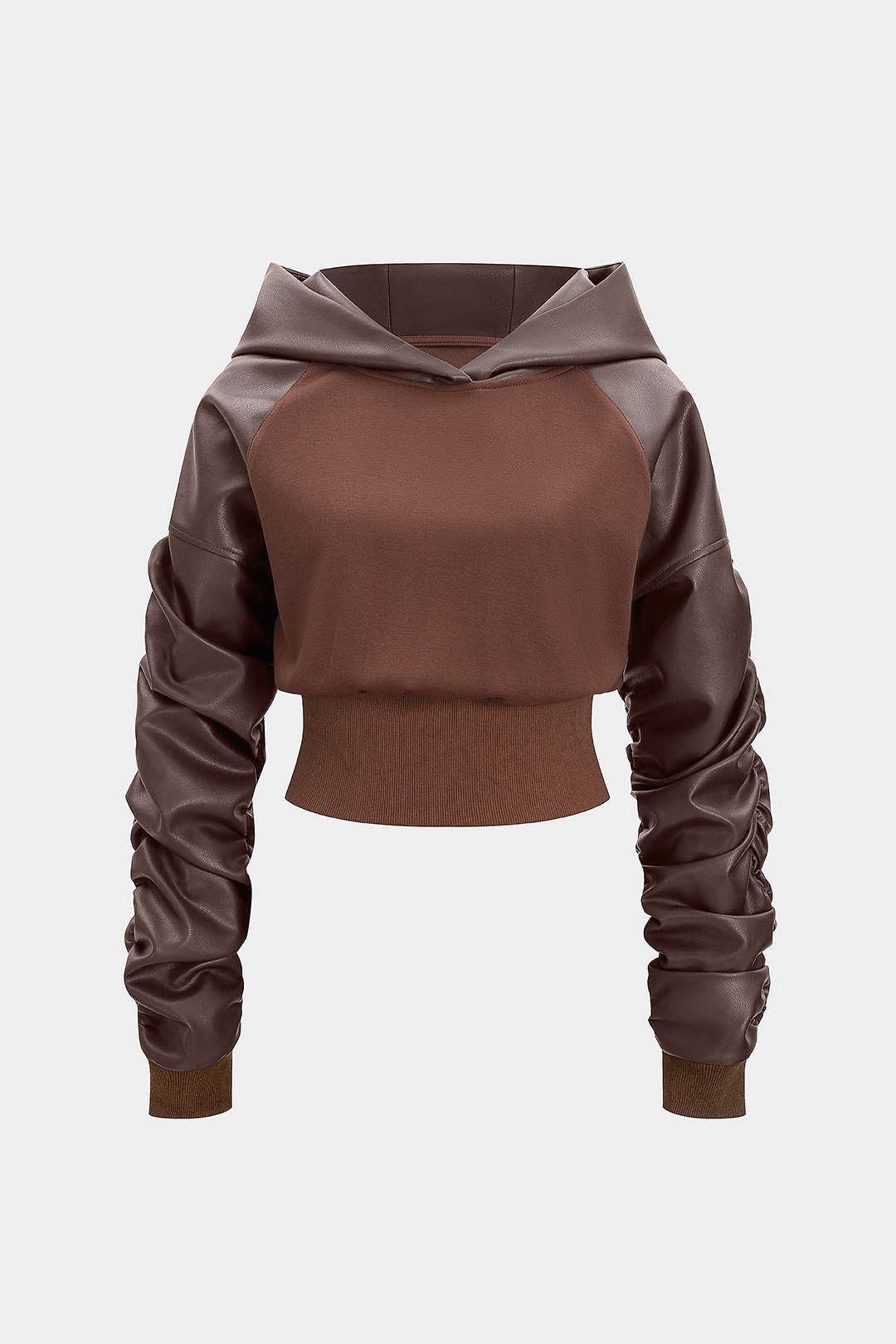Leren-look patchwork hoodie