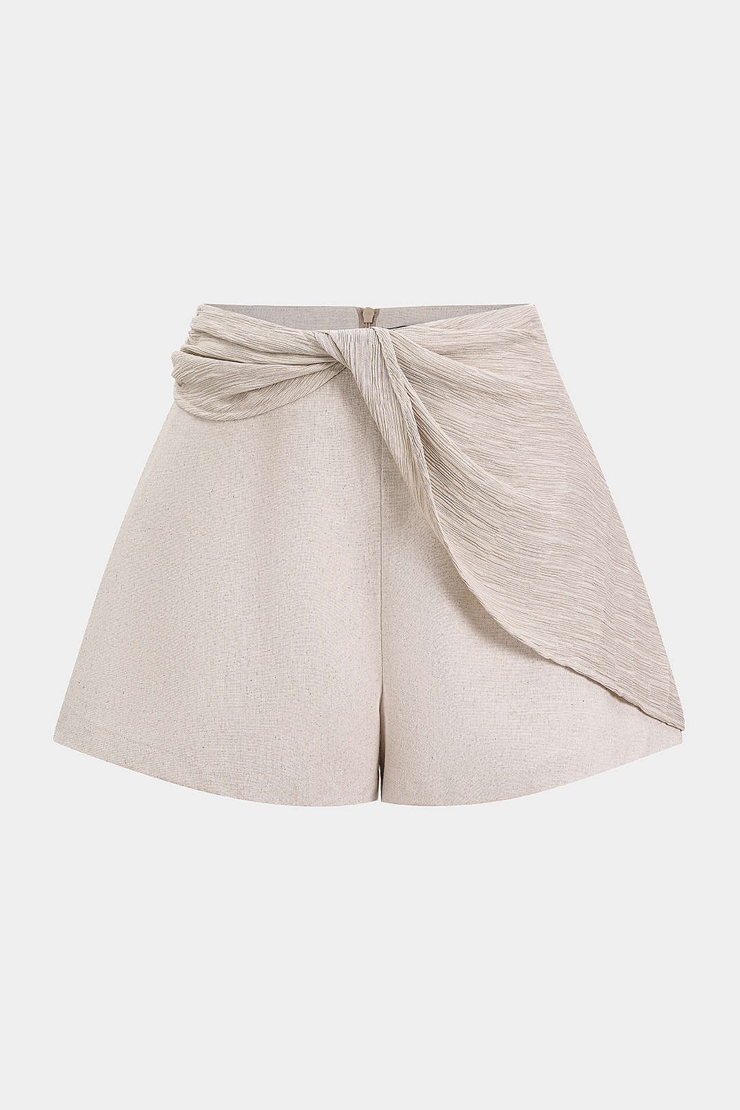 Linnen asymmetrische short met gedraaid detail