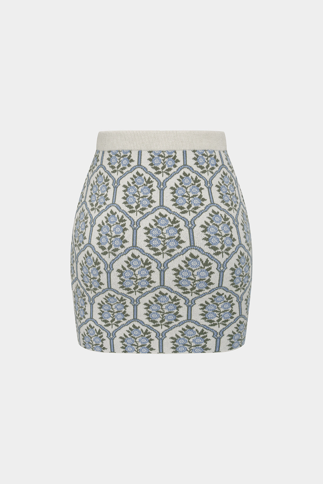 Gebreide bloemenprint minirok