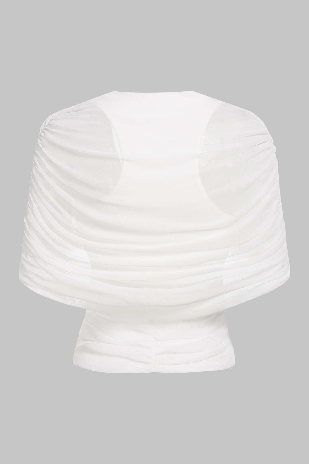 Mesh T-shirt met V-hals en ruches